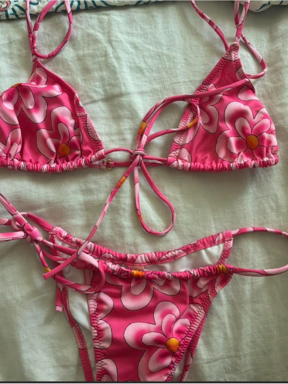 Heavy Manners Pink Floral String Bikini